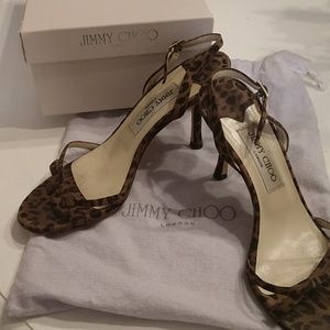 Jimmy Choo Suede Leopard Sandals
